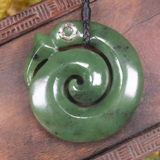 Koropepe carved from Hapopo Pounamu - NZ Greenstone