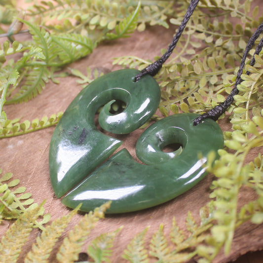 Koru Heart pendant carved from Hapopo Pounamu - NZ Greenstone