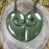 Koru Heart pendant carved from Hapopo Pounamu - NZ Greenstone