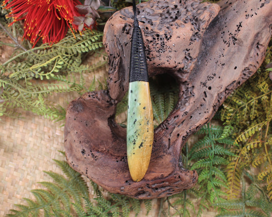 Roimata Teardrop carved from Flower Jade Pounamu - NZ Greenstone