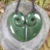 Koru Heart pendant carved from Hapopo Pounamu - NZ Greenstone