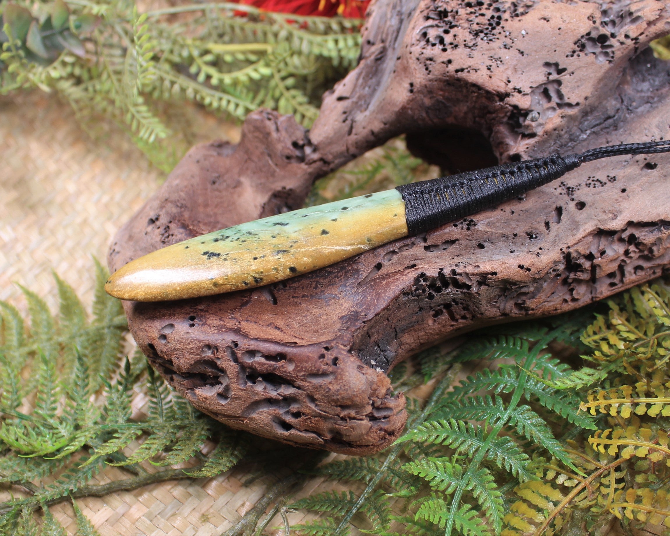 Roimata Teardrop carved from Flower Jade Pounamu - NZ Greenstone
