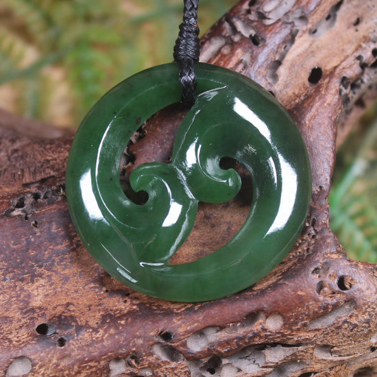 Koru pendant carved from Kawakawa Pounamu - NZ Greenstone