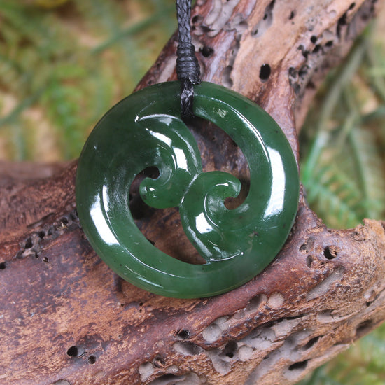 Koru pendant carved from Kawakawa Pounamu - NZ Greenstone