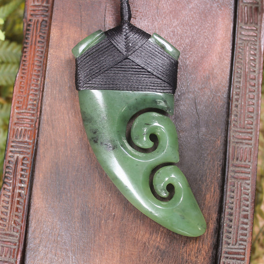 Taniwha Tooth or Niho carved from Hapopo Pounamu - NZ Greenstone