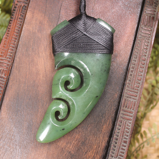 Taniwha Tooth or Niho carved from Hapopo Pounamu - NZ Greenstone