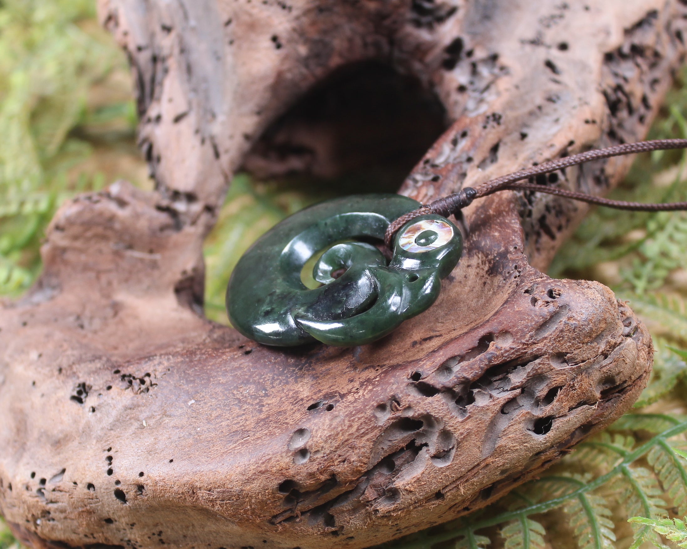 Koropepe carved from Rimu Pounamu - NZ Greenstone