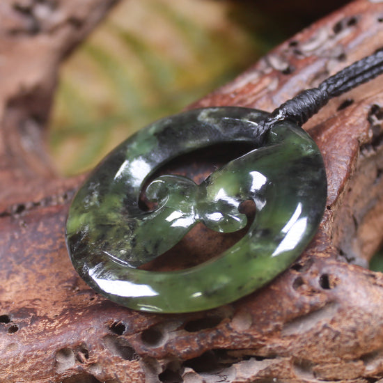 Koru carved from Rimu Pounamu - NZ Greenstone