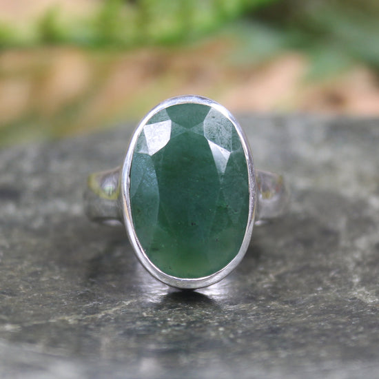 Sterling Silver Kawakawa Pounamu Ring - NZ Greenstone