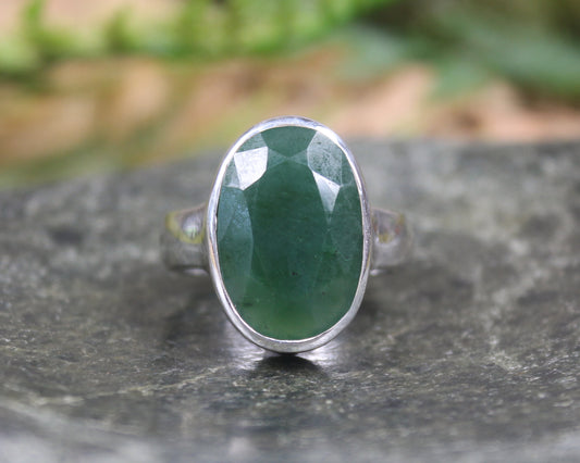 Sterling Silver Kawakawa Pounamu Ring - NZ Greenstone