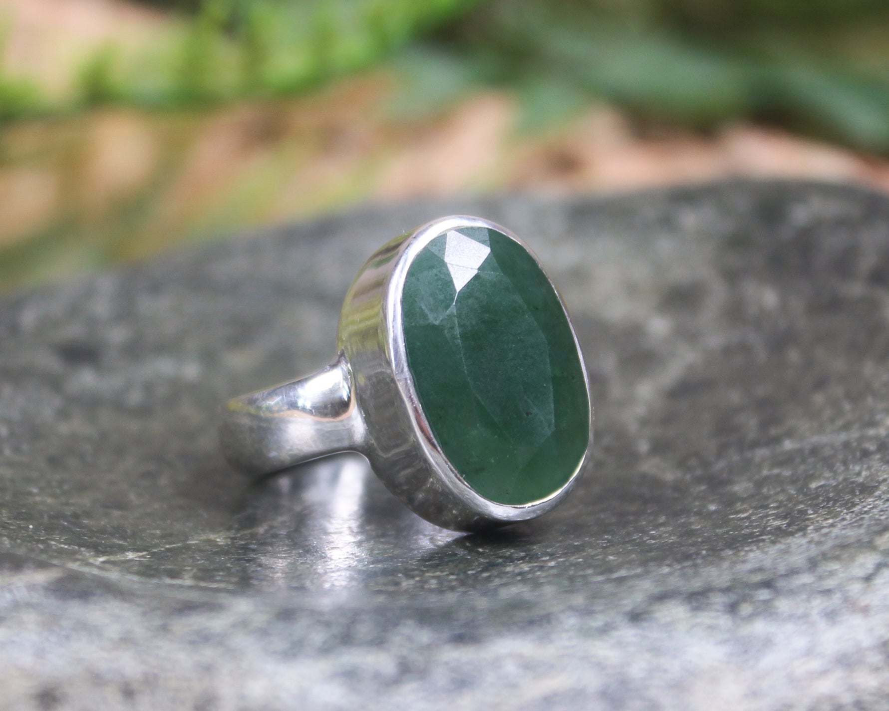 Sterling Silver Kawakawa Pounamu Ring - NZ Greenstone