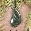 Hei Matau or Fish Hook carved from Hapopo Pounamu - NZ Greenstone