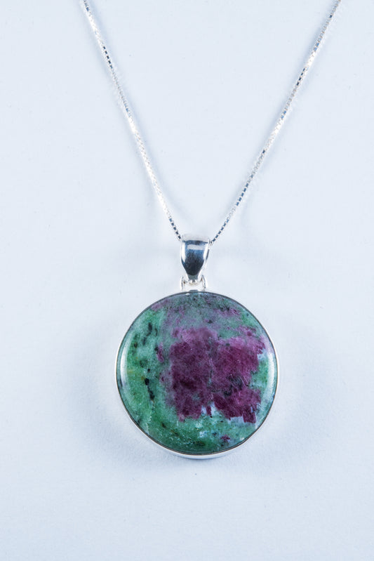 Ruby Zoisite Sterling Silver Pendant (S129)