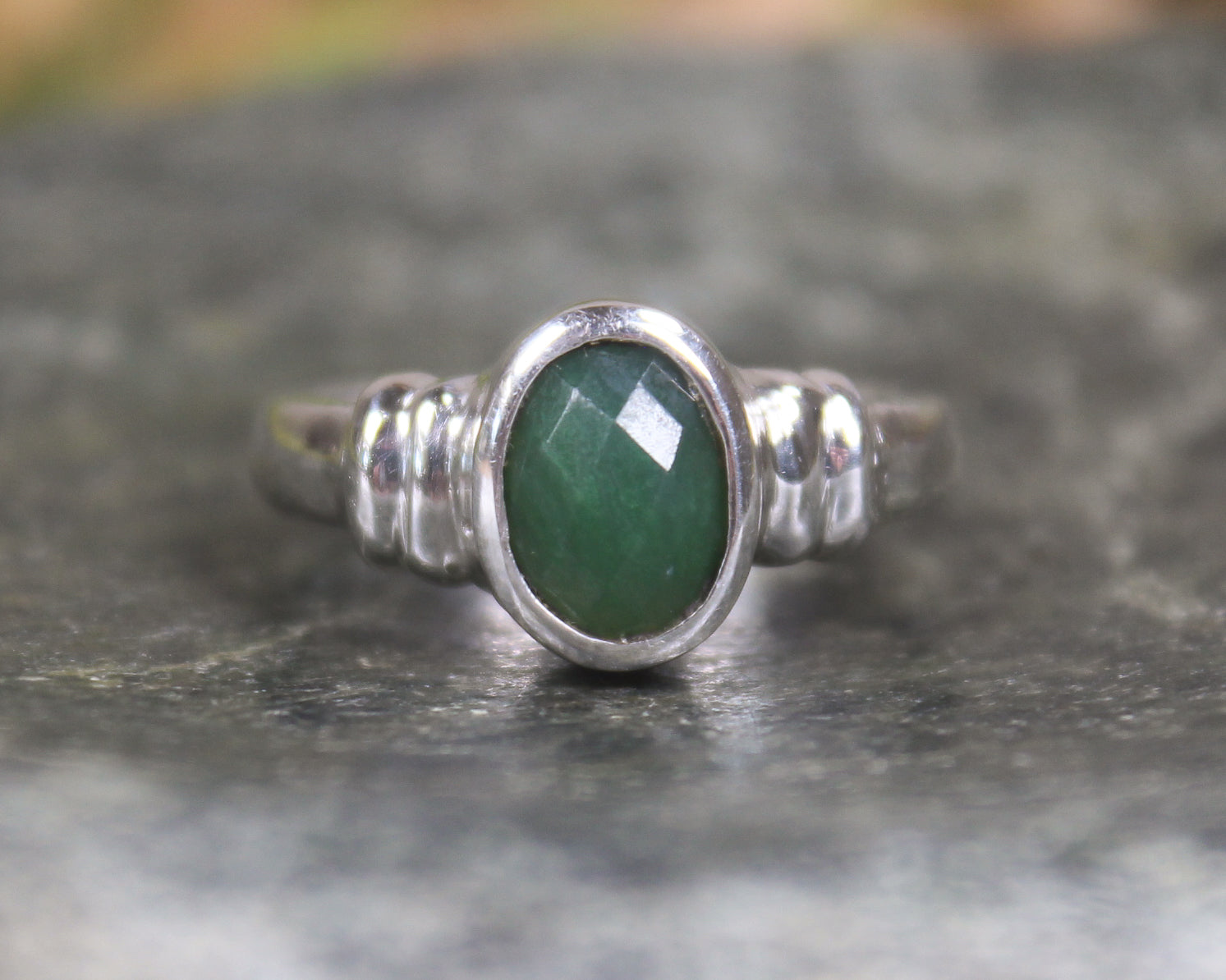 Sterling Silver Kawakawa Pounamu Ring - NZ Greenstone