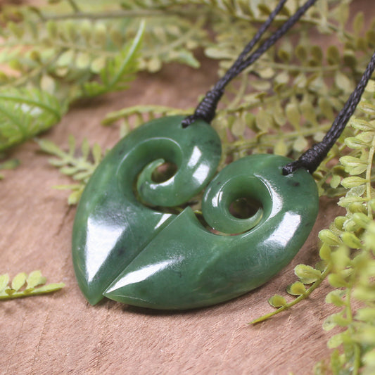Koru Heart pendant carved from Hapopo Pounamu - NZ Greenstone