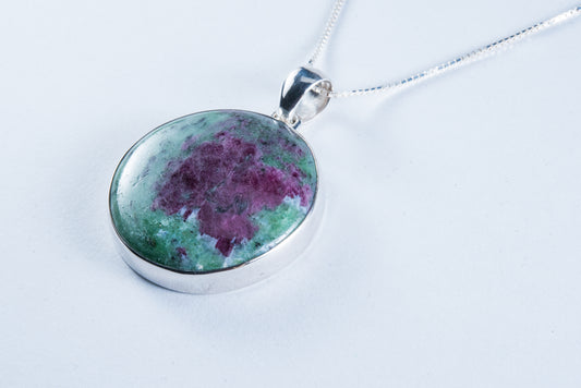 Ruby Zoisite Sterling Silver Pendant (S129)