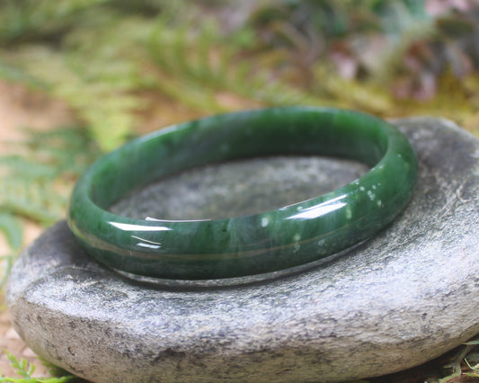 Bangle carved from Kawakawa Pounamu - NZ Greenstone