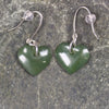 Heart Earrings carved from Hapopo Pounamu - NZ Greenstone