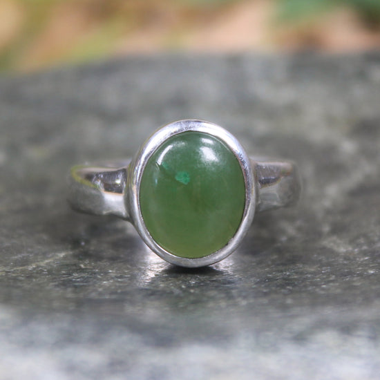 Sterling Silver Hapopo Pounamu Ring - NZ Greenstone