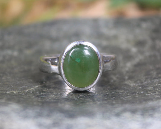 Sterling Silver Hapopo Pounamu Ring - NZ Greenstone