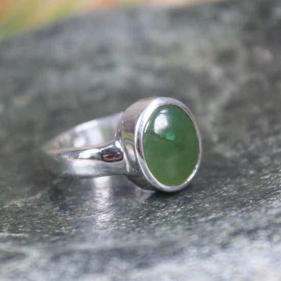 Sterling Silver Hapopo Pounamu Ring - NZ Greenstone