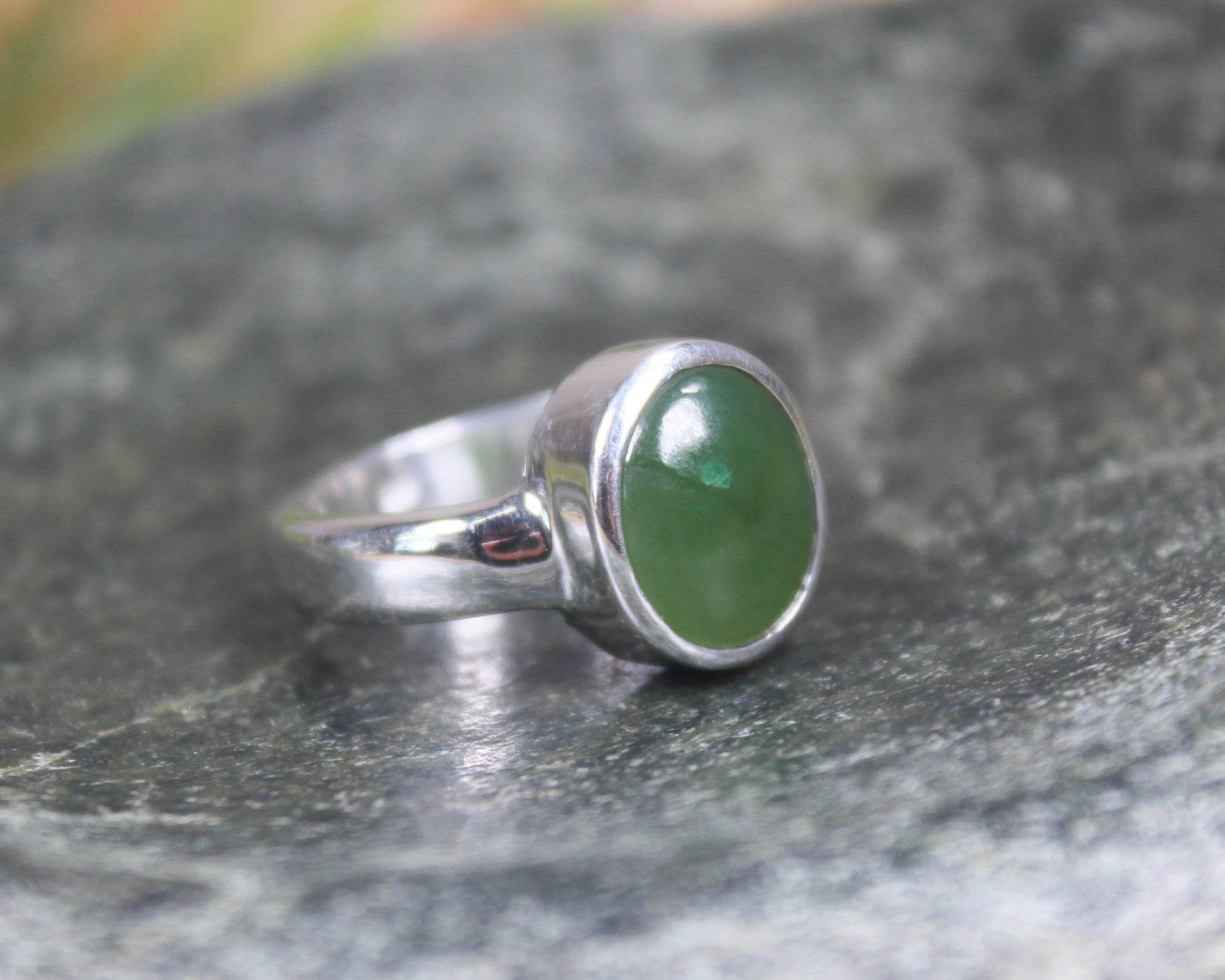 Sterling Silver Hapopo Pounamu Ring - NZ Greenstone