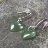 Heart Earrings carved from Hapopo Pounamu - NZ Greenstone