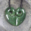 Koru Heart pendant carved from Hapopo Pounamu - NZ Greenstone