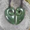 Koru Heart pendant carved from Hapopo Pounamu - NZ Greenstone