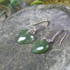 Heart Earrings carved from Hapopo Pounamu - NZ Greenstone