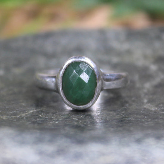 Sterling Silver Kawakawa Pounamu Ring - NZ Greenstone