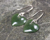 Heart Earrings carved from Hapopo Pounamu - NZ Greenstone