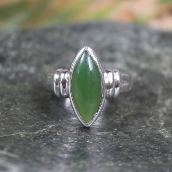 Sterling Silver Hapopo Pounamu Ring - NZ Greenstone