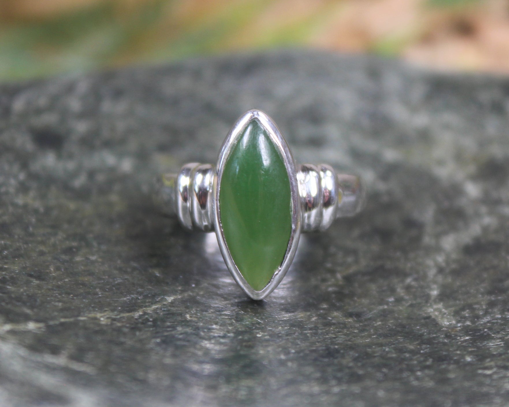 Sterling Silver Hapopo Pounamu Ring - NZ Greenstone