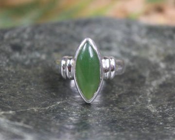 Sterling Silver Hapopo Pounamu Ring - NZ Greenstone