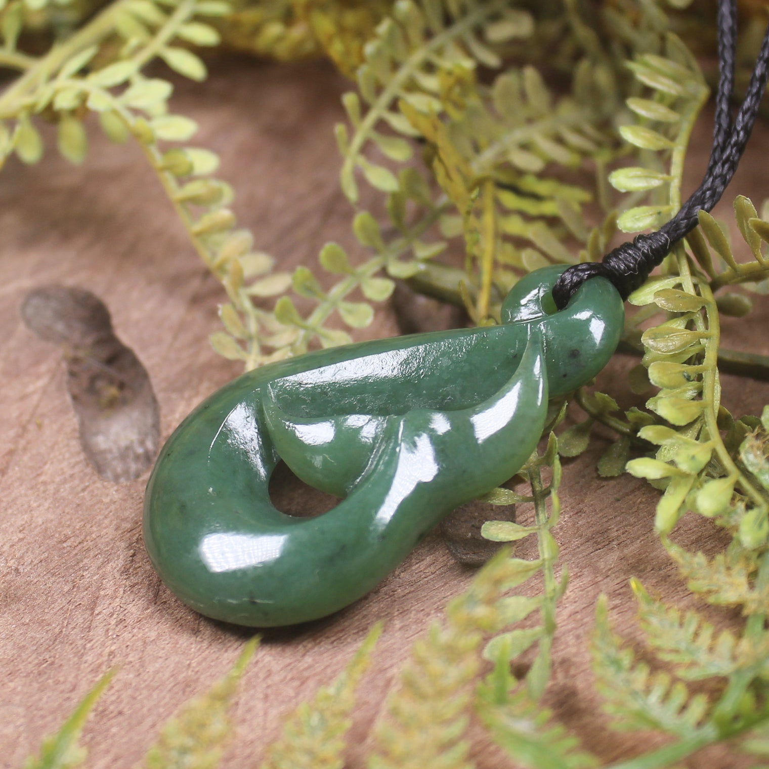 Whale Tail carved from Hapopo Pounamu - NZ Greenstone