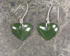 Heart Earrings carved from Hapopo Pounamu - NZ Greenstone