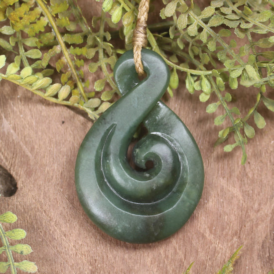Koru Twist carved from Hapopo Pounamu - NZ Greenstone