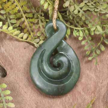 Koru Twist carved from Hapopo Pounamu - NZ Greenstone