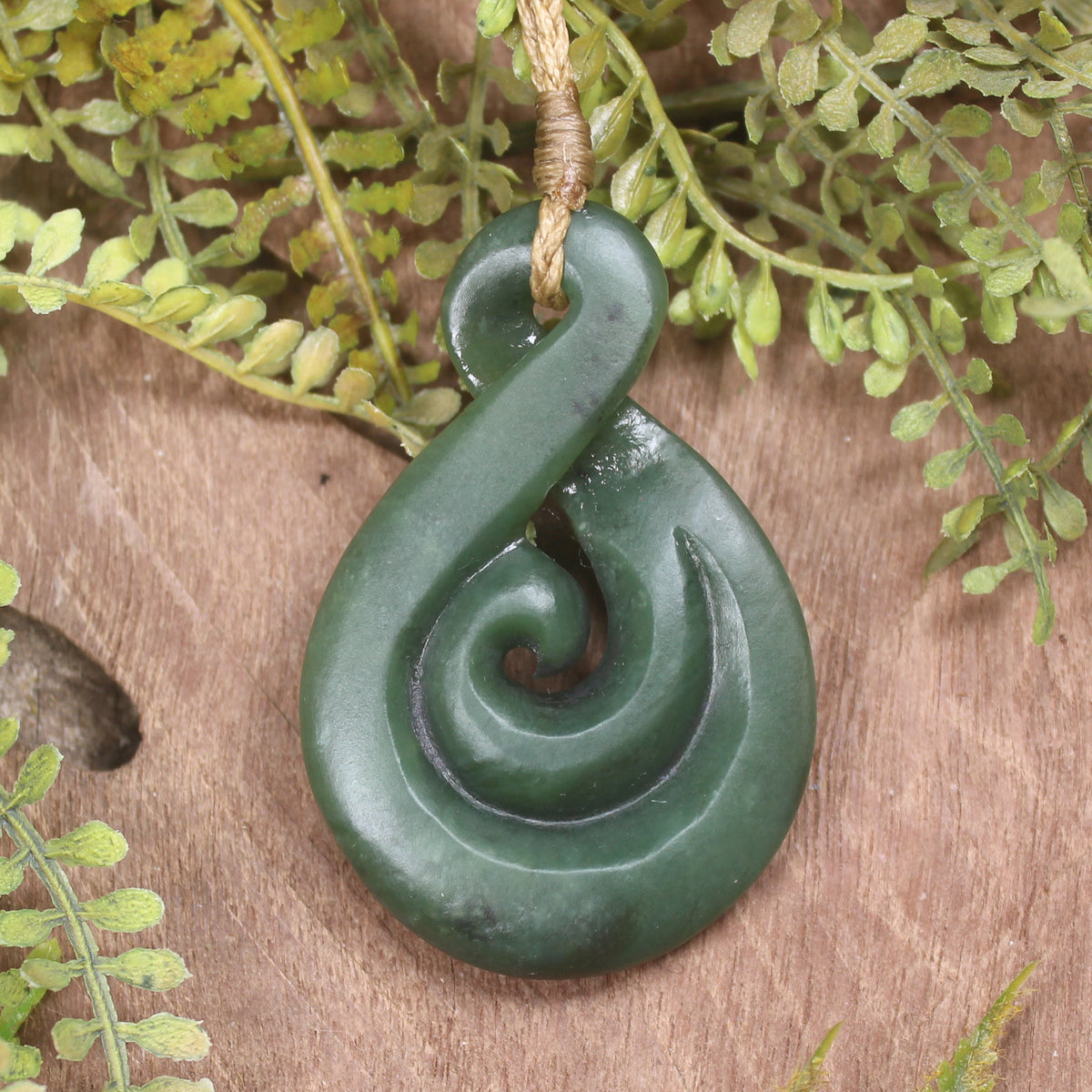 Koru Twist carved from Hapopo Pounamu - NZ Greenstone