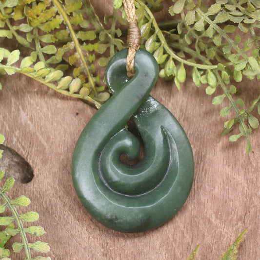 Koru Twist carved from Hapopo Pounamu - NZ Greenstone