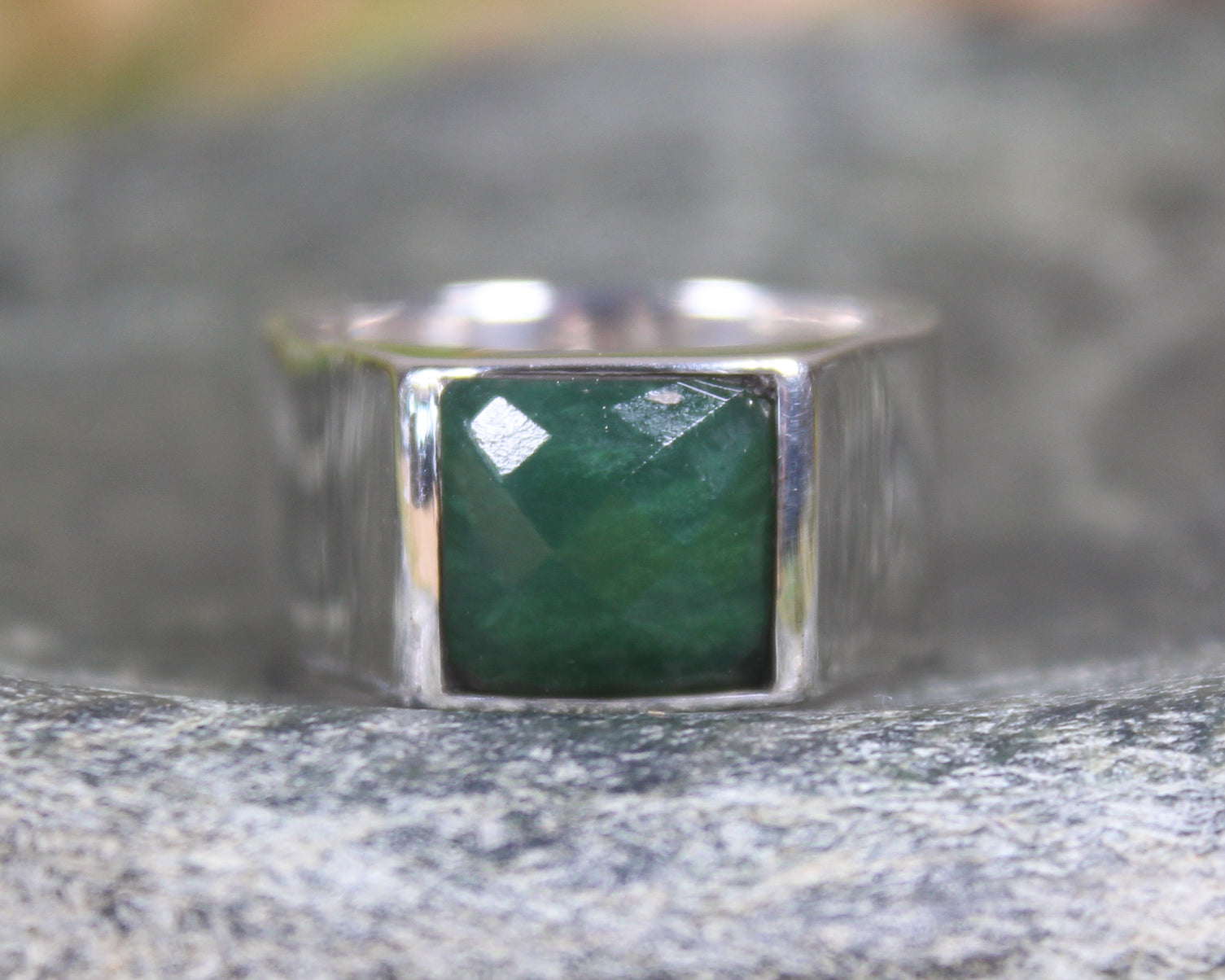 Sterling Silver Kawakawa Pounamu Ring - NZ Greenstone