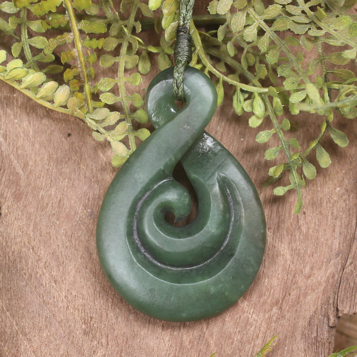 Koru Twist carved from Hapopo Pounamu - NZ Greenstone