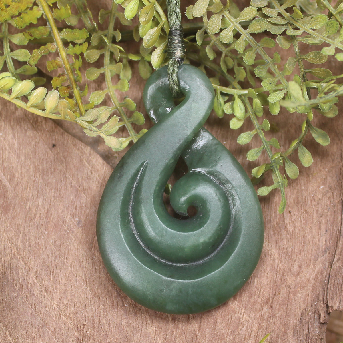 Koru Twist carved from Hapopo Pounamu - NZ Greenstone