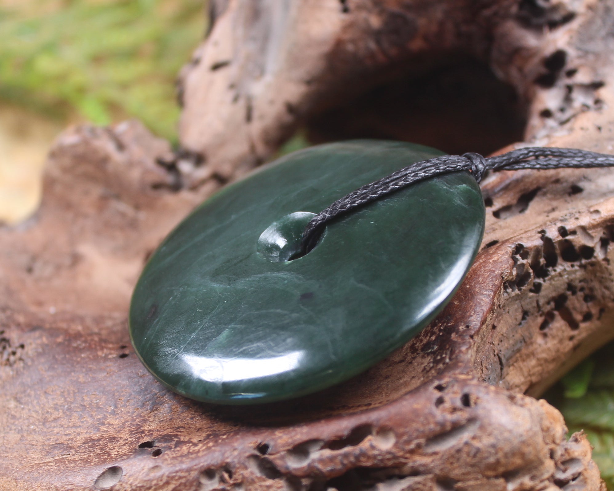 Porowhita or Pi Stone carved from Kawakawa Pounamu - NZ Greenstone