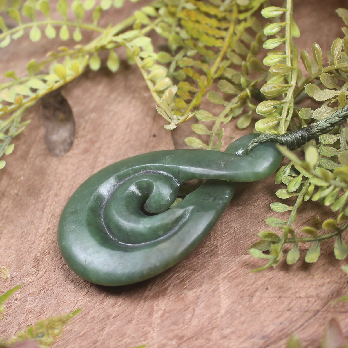 Koru Twist carved from Hapopo Pounamu - NZ Greenstone