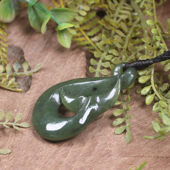 Whale Tail carved from Hapopo Pounamu - NZ Greenstone