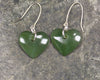 Heart Earrings carved from Hapopo Pounamu - NZ Greenstone