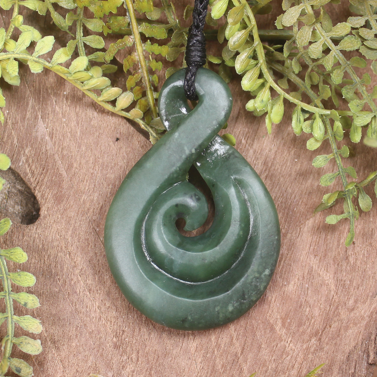 Koru Twist carved from Hapopo Pounamu - NZ Greenstone