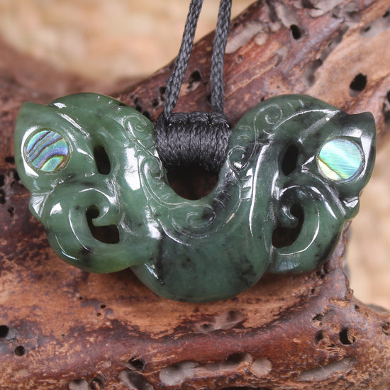 Pekapeka Pendant carved from Rimu Pounamu - NZ Greenstone
